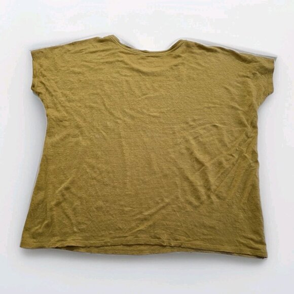 Eileen Fisher Top Womens 3X Yellow Mustard Tunic SS Round Neck Office Lagenlook - Picture 10 of 12